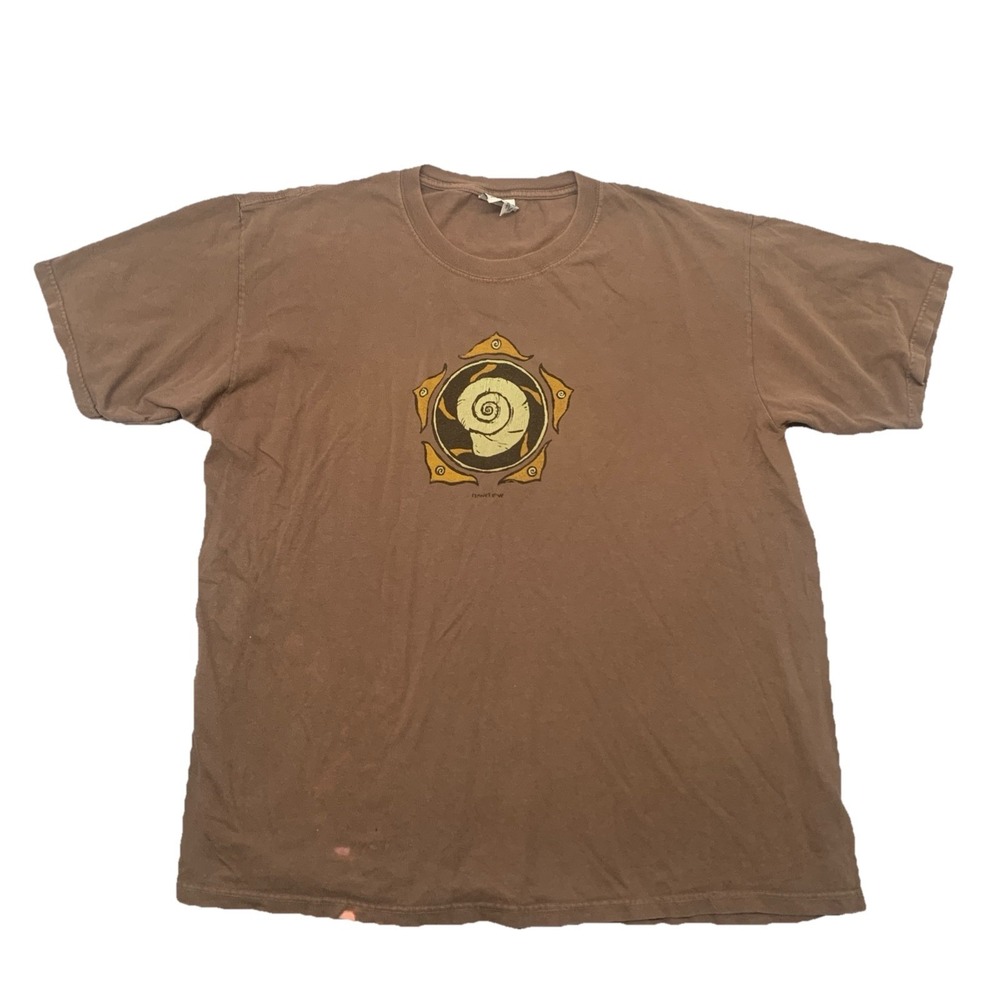 Vintage Planet Love Shirt Authentic Pigment Brown Distressed Swirl Tee Size